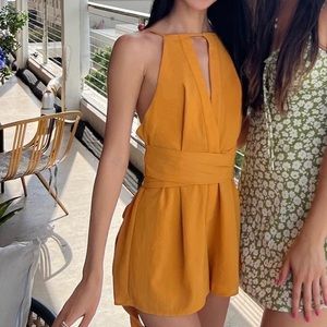 Mustard Yellow Romper with Open Back XS (Fashion Nova)